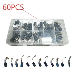 60 Piece Carbon Brush Set, Electric Tool Replacement Brushes, Impact Drill Brushes, 15 Different Sizes, Suitable for Drills, Saws, Grinders, Motors, Hardware