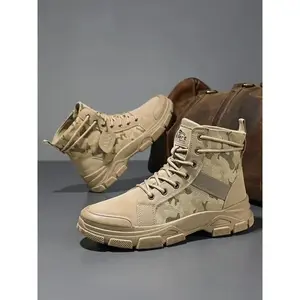 Sporty Men's Camo Patchwork Print Patched Design Hiking Shoes, Breathable Comfortable Non-Slip Outdoor Shoes, Fashionable Sports Footwear for MenGiftGift