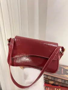 Women's Solid Color Shoulder Bag, Fashionable Pu Leather Underarm Bag for Daily Used, Casual Trendy Versatile High-quality Daily Commuting Bag