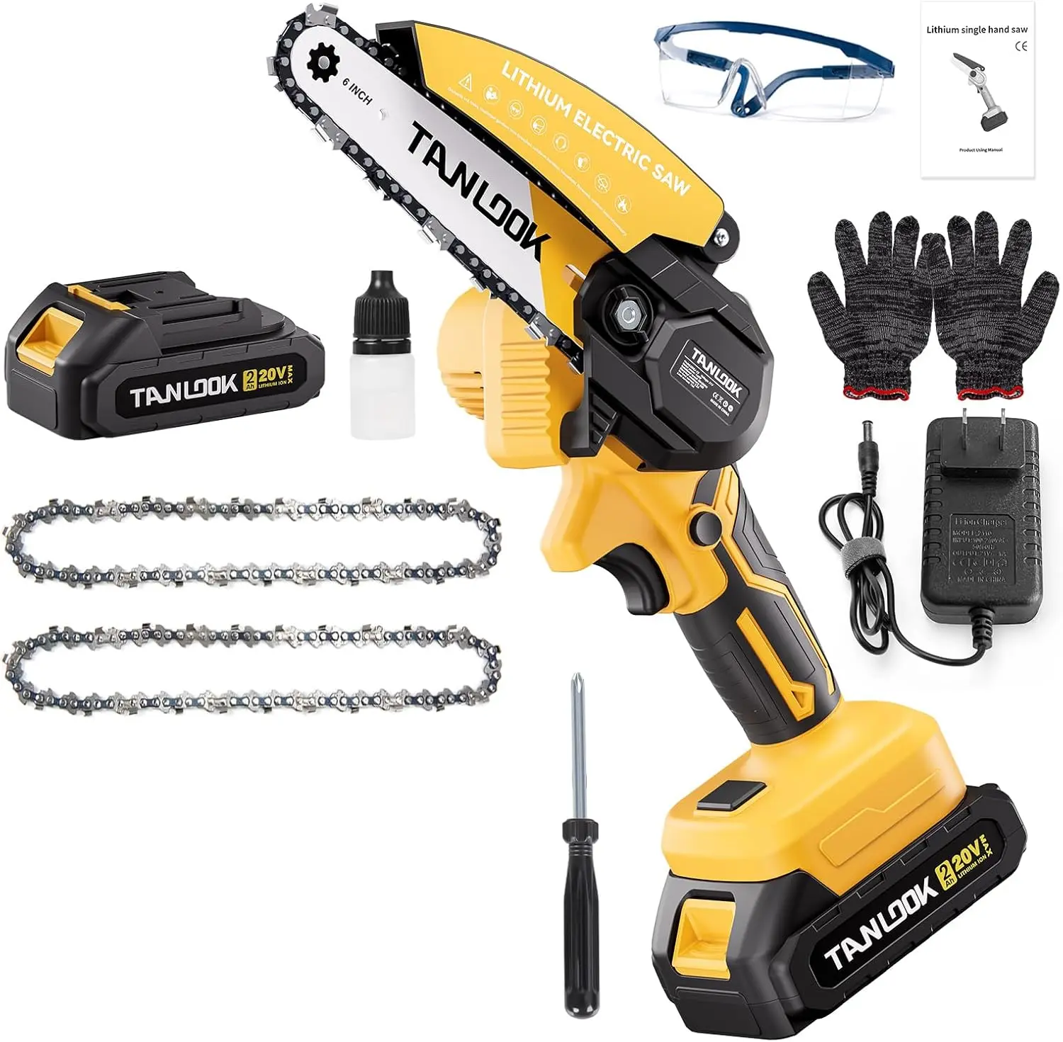 Cordless Electric Chainsaw, Handheld Electric Power Chain Saw for Tree Trimming & Wood Cutting, Practical Gift for Dad, Father & Men