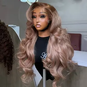 13x6 Body Wave Lace Front Wigs Human Hair Pre-Plucked 180% Density Ombre Ash Blonde Colored Wig Human Hair Wig For Women Wigs Human Hair Short Brown Roots Blonde HD Transparent Lace Wigs Body Wavy HairStyle Glueless Construction