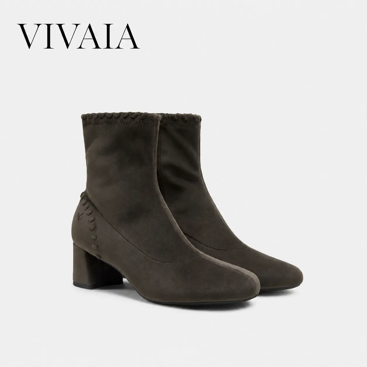 VIVAIA Women’s Round-Toe Velvet Ankle Boots, 55mm Block Heel Booties with Cushioned Pressure-Relief Insole, Fall & Winter Boots, block heel boots, Back to School (Rhoda),back to school,back to school haul