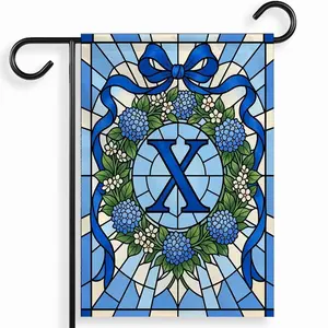 Personalized Hydrangea Garden Flag, Custom Monogram Blue Floral Yard Flag, Cottagecore Outdoor Porch Decor
