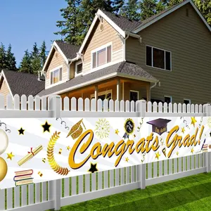 Graduation Happy Banner, Perfect Party Decoration, Polyester Material, Indoor/outdoor Use, Ideal Graduation Party Decor, Graduation Party Decorations