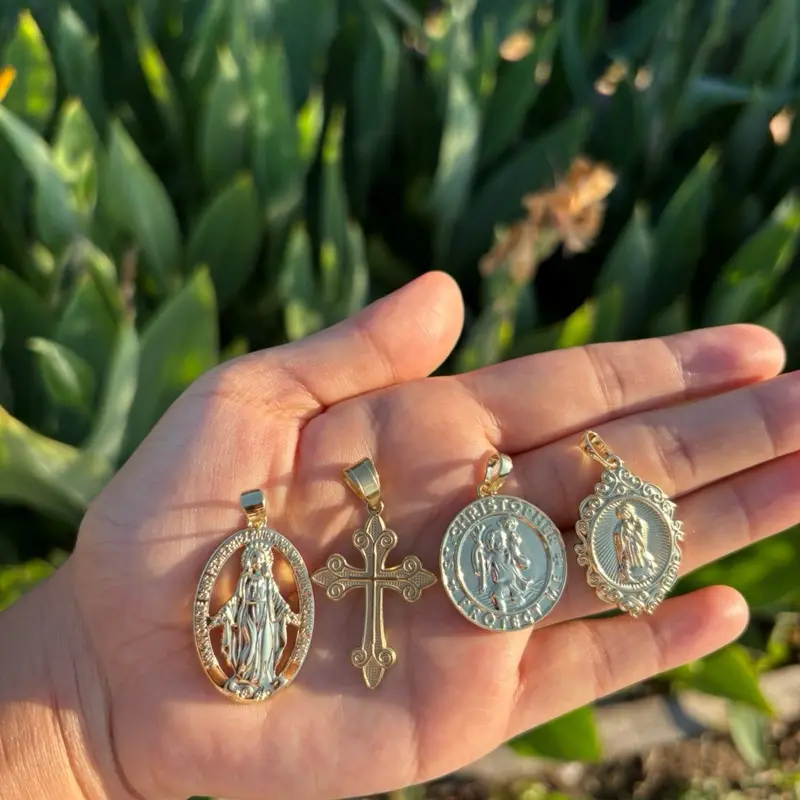 Gold Plated 14k Water Resistant Durable Pendant Options Miraculous Medal Our Lady of Grace Decorative Cross Saint Christopher Baroque Guadalupe