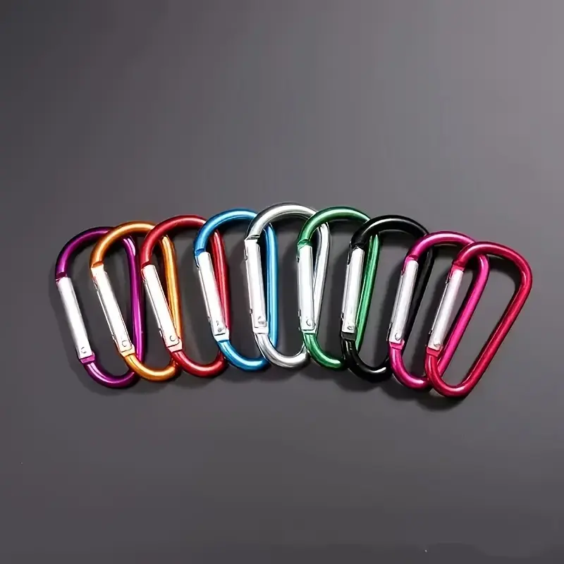D-type non-locking carabiner, 11-pound load-bearing spring clip, suitable for keys, backpacks, camping, hiking, and home organization