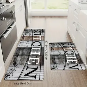 1pc Classic Dark Wood Grain Non Slip Kitchen Runner Rug - High Resilience, Absorbent Stain Resistant Floor Mat for Living Room House Decor, Non Slip Rugs, Stain Resistant Rug