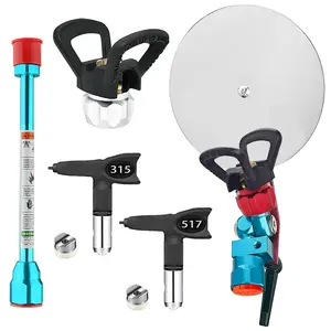 7-Piece Airless Sprayer Set, including 1 Swivel Joint, 1 Round Disk Guard, 2 Reversible Nozzles, 1 7.87-inch Extension Rod, and 2 Nozzle Bases, suitable for interior and exterior of houses, gardens, fences, precision automotive painting, and wall painting