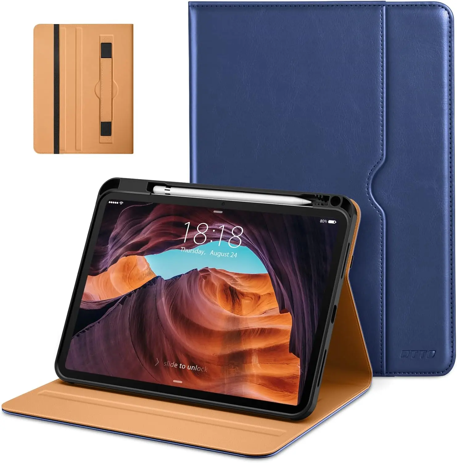 Tablet Case for iPad (A16) 11th Gen 11 in 2025 & iPad 10th Gen 10.9 in 2022 - Premium Leather Business Folio Stand Cover with Pencil Holder, Auto Wake/Sleep Function