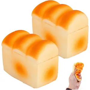 Bread Squish, 2Pcs Slow Rise Stress Ball - Ultra Slow Squish Toy Bread with Over 30 Second Rebound, Realistic Artificial for Sensory Fidget Toys and Stress Relief, Squeeze Toy