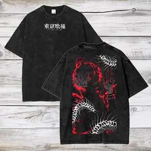 valentine shirts Men's tee Tokyo Ghoul Anime Acid Washed Oversize T-Shirt Ken Kaneki Anime Tee Gift For Him2,fathersdaygift