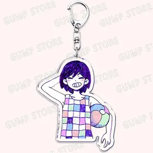 Game Omori Keychain for Accessories Bags Basil Mari Aubery Hero Sunny Something Eye Key Chain Ring Keyring Jewelry Fans Gifts