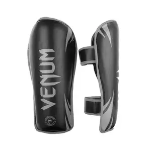 Venum Challenger Shin Guards - Black/Grey, Affordable Quality with Strong Kicking Ergonomics