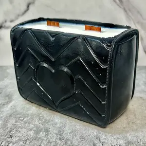 Black Heart Purse Candle - Decorative Black Purse with Heart Design, Wooden Wicks, Freshener for Ornaments - Decoration