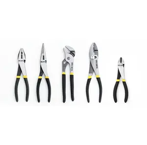 Uncle Metal 5 Piece Pliers Toolbox, 8 inch needle nose pliers, 8 inch water pump pliers, 8 inch slip joint pliers, 7 inch linesman pliers, 6 inch diagonal pliers