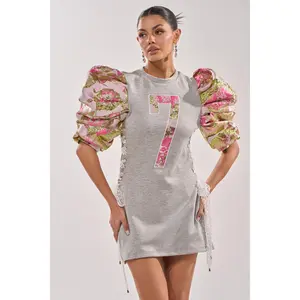 GAME CHANGER BROCADE LACE UP MINI DRESS GAME CHANGER BROCADE LACE UP MINI DRESS