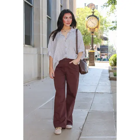 JoJo Striped Button Down Oversized Top