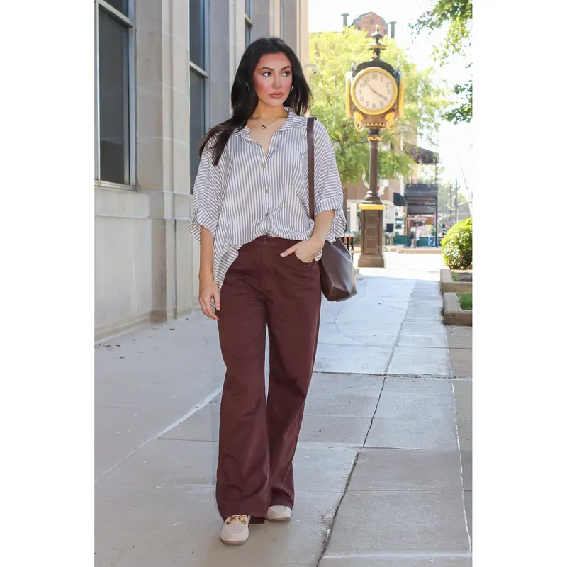 JoJo Striped Button Down Oversized Top
