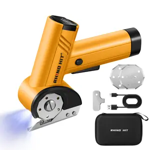 Cardboard Cutter, Rechargeable Cordless Electric Scissors, 4.2V Upgrade Motor Electric Box Cutter with 2 Blades, Safety Lock & LED Light, Powerful Cutting for Cardboard Box, Plastic, Leather