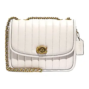 Coach Madison 23 Quilted Chain Strap Nappa Leather Crossbody Shoulder Bag in Pink White