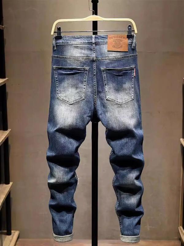 Men's Distressed Embroidered Jeans