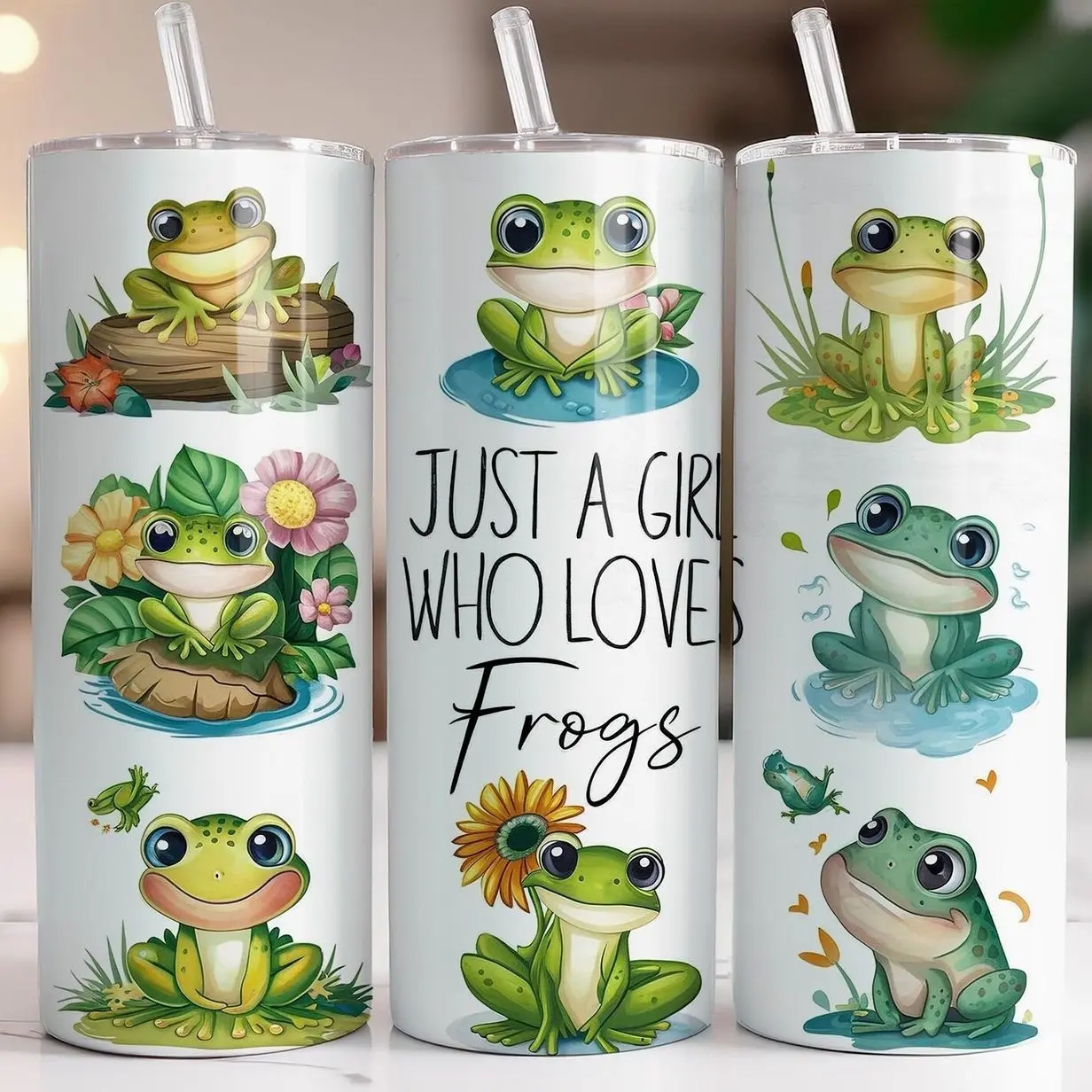 Frog Tumbler with Straw: Stainless Steel Frog Lover Gift