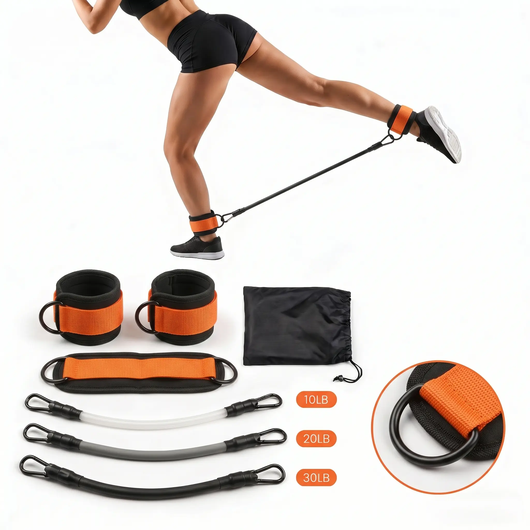6-Piece Resistance Band Set with Padded Ankle Straps, Adjustable  Tubes for Home Workout & Leg Training resistance training band yoga gym fitness recovery