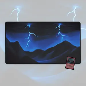 Lightning Storm TCG Playmat for Tabletop Games Gamer Gift Custom Art Trading Card Games mtg Mousepad Magic The Gathering Gaming 23.6" x 13.8" Premium Polyester & Natural Rubber Playmat