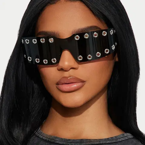 Unisex Cyberpunk Y2K Style Glasses, Frameless Fashion Accessory Eyewear for Daily Wear, Street Photography and Vacation, Modern Trendy Sunglasses