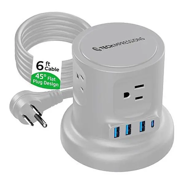Tech Impressions 8-Device Charging Cube with Retractable Cord