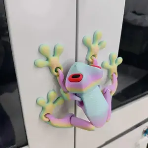 Colorful Magnetic Frog Statue with Eyes, Jointed Design, Indoor Outdoor Decor, Perfect for Desk Shelf Garden Decoration, Garden Sculptures Statues