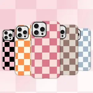 Matte Anti-slip Checkerboard Phone Case for iPhone17 Air 16 Pro Max 15 14 Plus 13 12 11