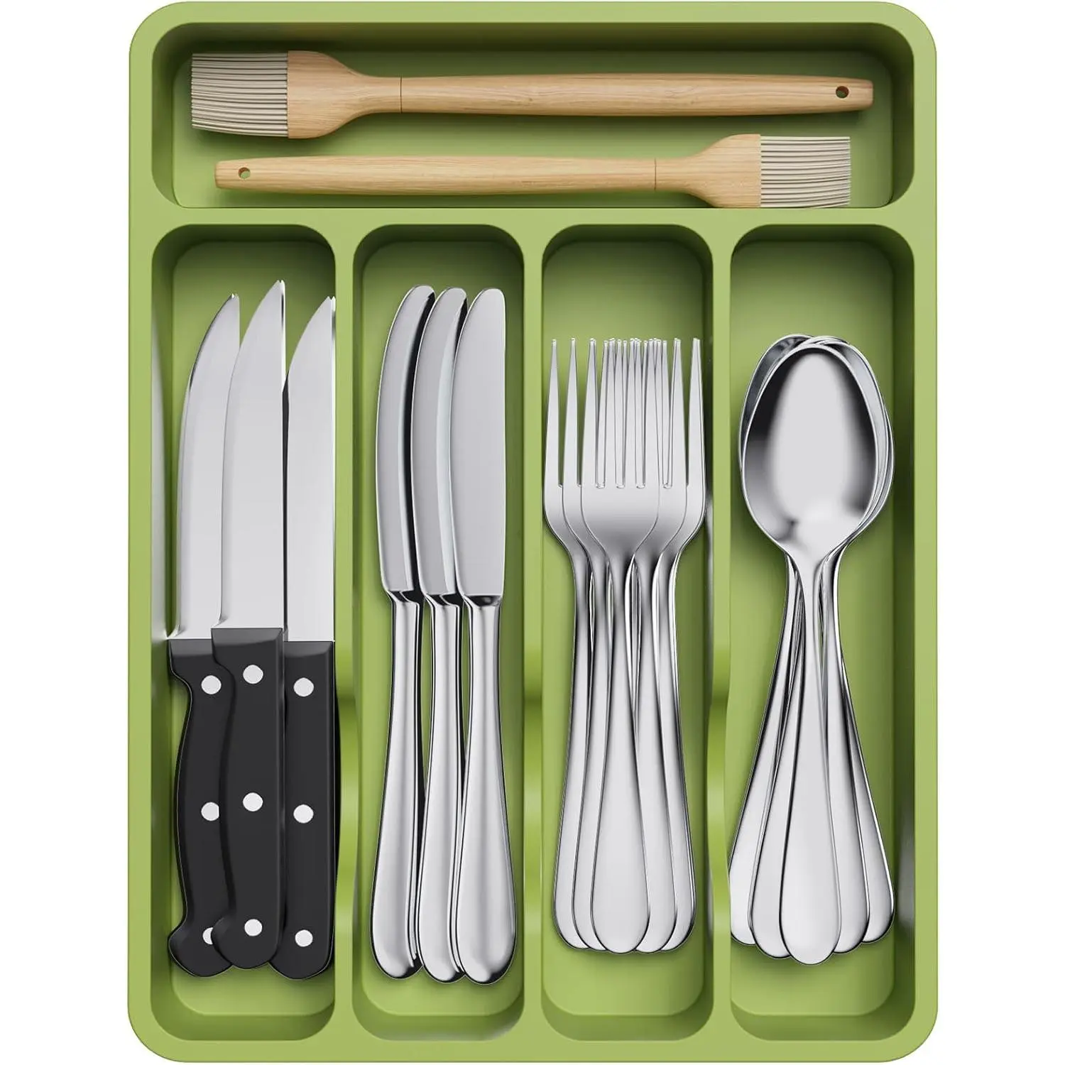 Lifewit Silverware Drawer Organizer Tray - Plastic Cutlery Storage for Kitchen Drawer, Flatware & Utensil Holder Divider