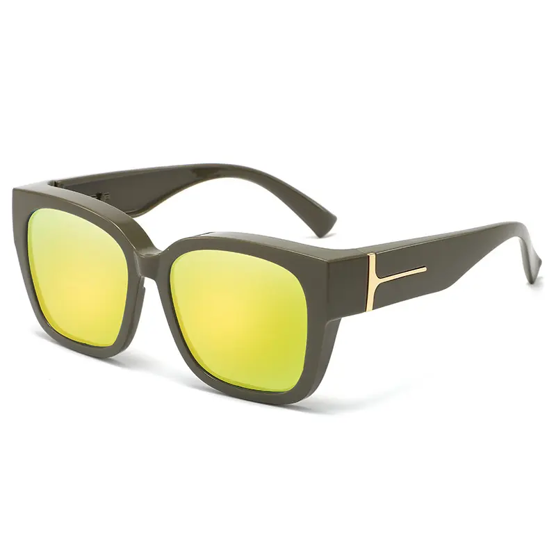 Glossy Coconut Grey Frame, Gold Mirrored Lenses