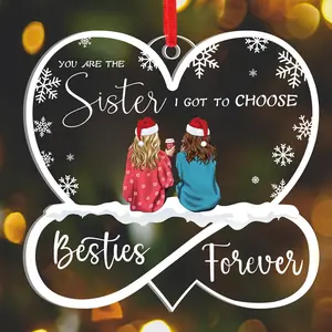 Christmas Ornament, Besties Christmas Ornaments for Female, Friendship Christmas Ornament, Besties Friendship Gifts for Women  ( Sister Christmas Ornament)