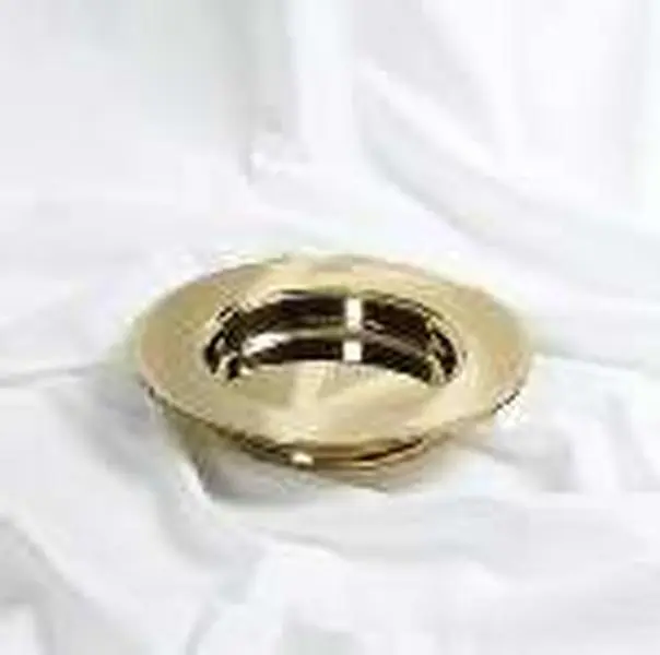 B & H Publishing Group 435732 Traditional Brasstone Stacking Bread Plate, Stainless Steel Kitchen Tableware for Communion Use, Solid Finish, 5-Year Guarantee
