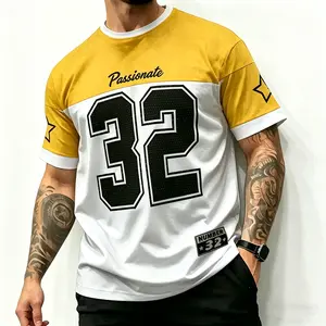 Men's Casual Round Neck Short Sleeve T-Shirt, 3D Star Number Print Football Jersey, Fitted All Seasons Sports Shirt  Sporty Long Fitted Tee, Jersey Shirts Classic Classic Classic