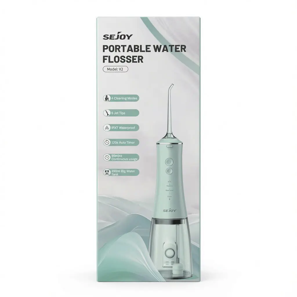 Portable Water Flosser with 6 Jet Tips and 4 Cleaning Modes -Green