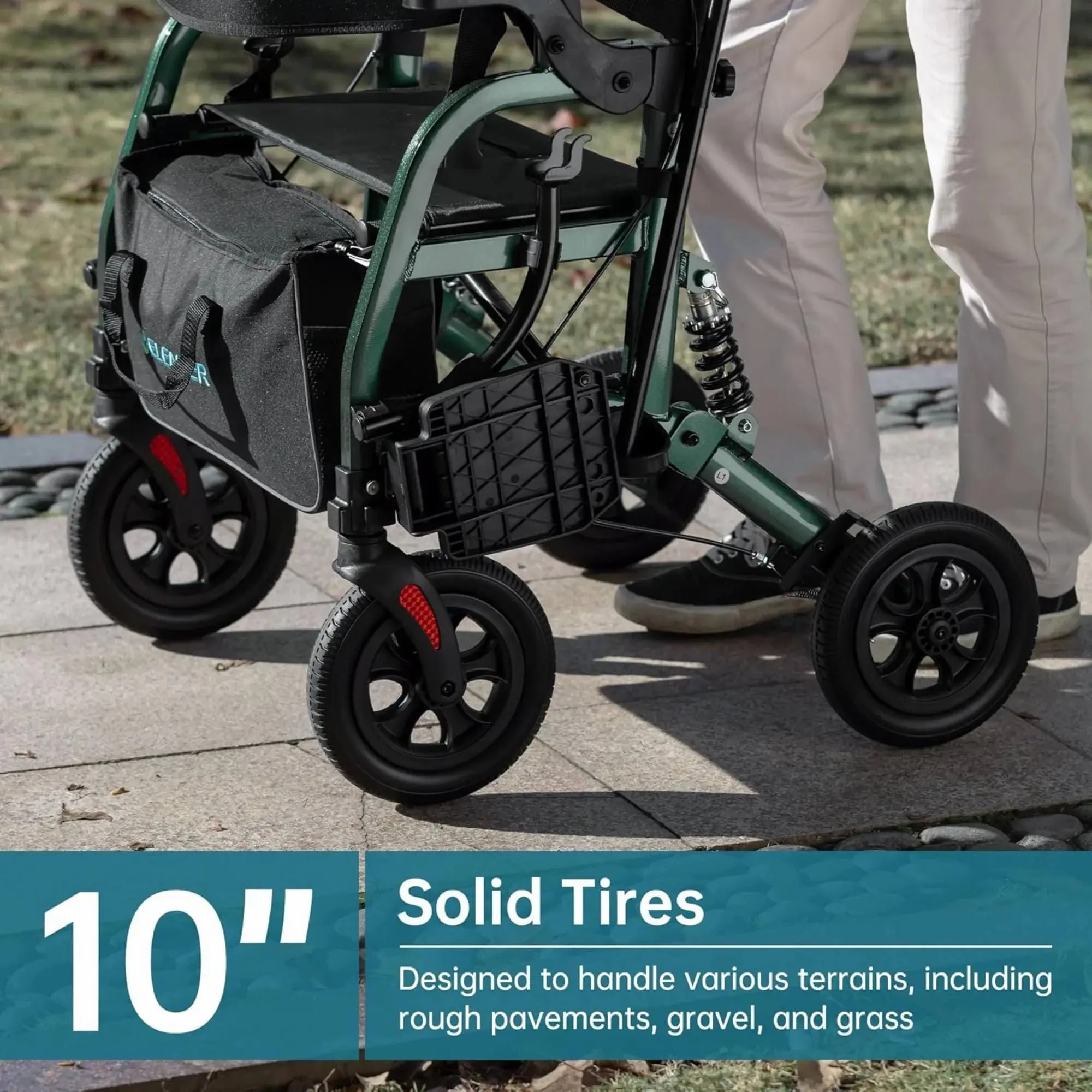 ELENKER HFK-9294 All-Terrain 2-in-1 Shock-Absorbing Rollator