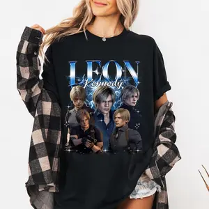 Leon Kennedy Resident Evil T-Shirt Retro Anime Gamer Tee