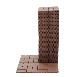 Plastic Interlocking Deck Tiles, 44-Pack 12"x12" Square, Waterproof All-Weather for Poolside, Backyard Use
