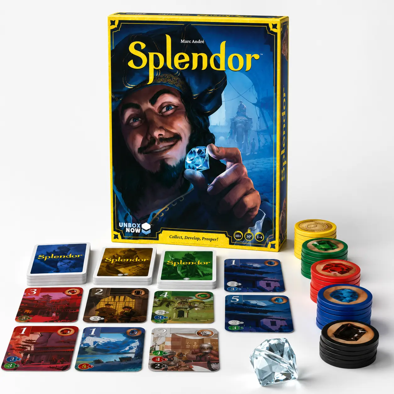 Splendor by Space Cowboys Strategy Board Game for 2-4 Players Ages 10+, Gem Collecting Card Game, 30 Minute Family Game