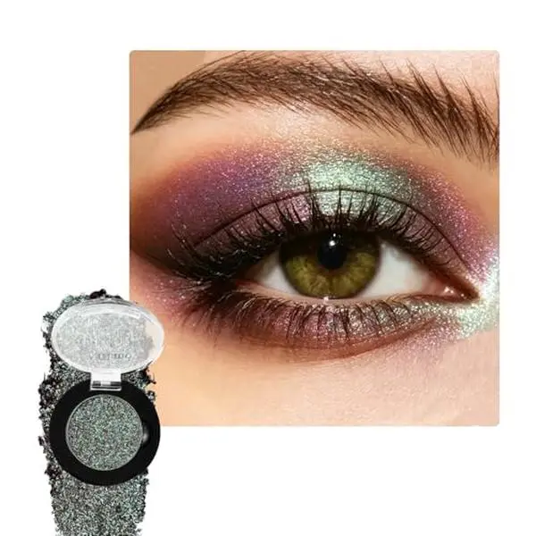 Chameleon Duochrome Eyeshadow, Plum Purple to Mint Green Holographic Shimmer Eyeshadow for Green Eyes, Pigmented Long Lasting & Buildable Multichrome Iridescent Eye Shadow for Mermaid Sparkle Makeup