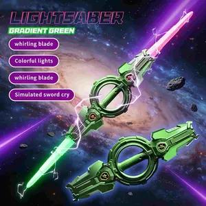 Cool Dual Head Flame Sword Toy, Rotating Blade, Type-C Charging, RGB Colorful Lights, Realistic Sound, Role Play Party Gift