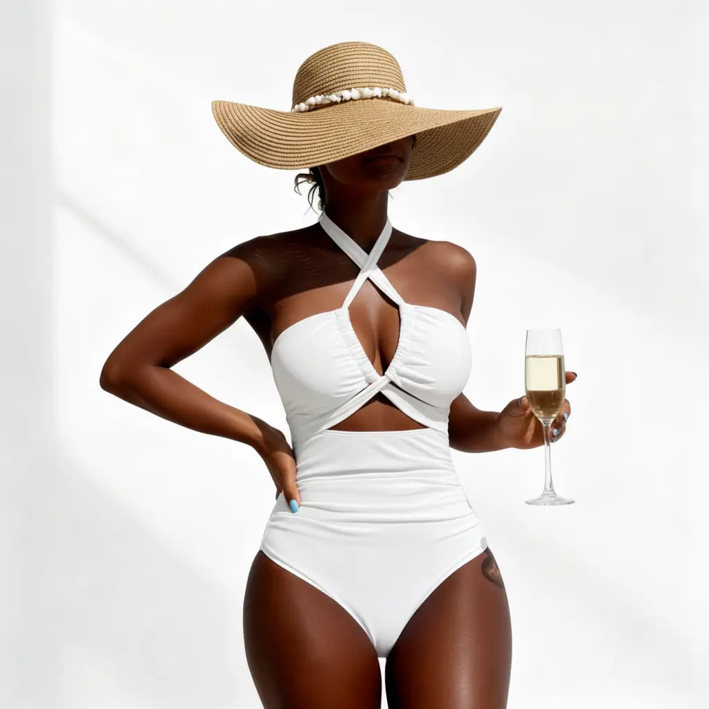 Collar‑Style One‑Piece Bikini, Crisscross Front Cut‑Out Design with High‑Cut Bottoms, Sexy Swim Romper, Fashion Beach Bathing Suit for Summer Holiday, Pool Party & Seaside Vacation Swimwear