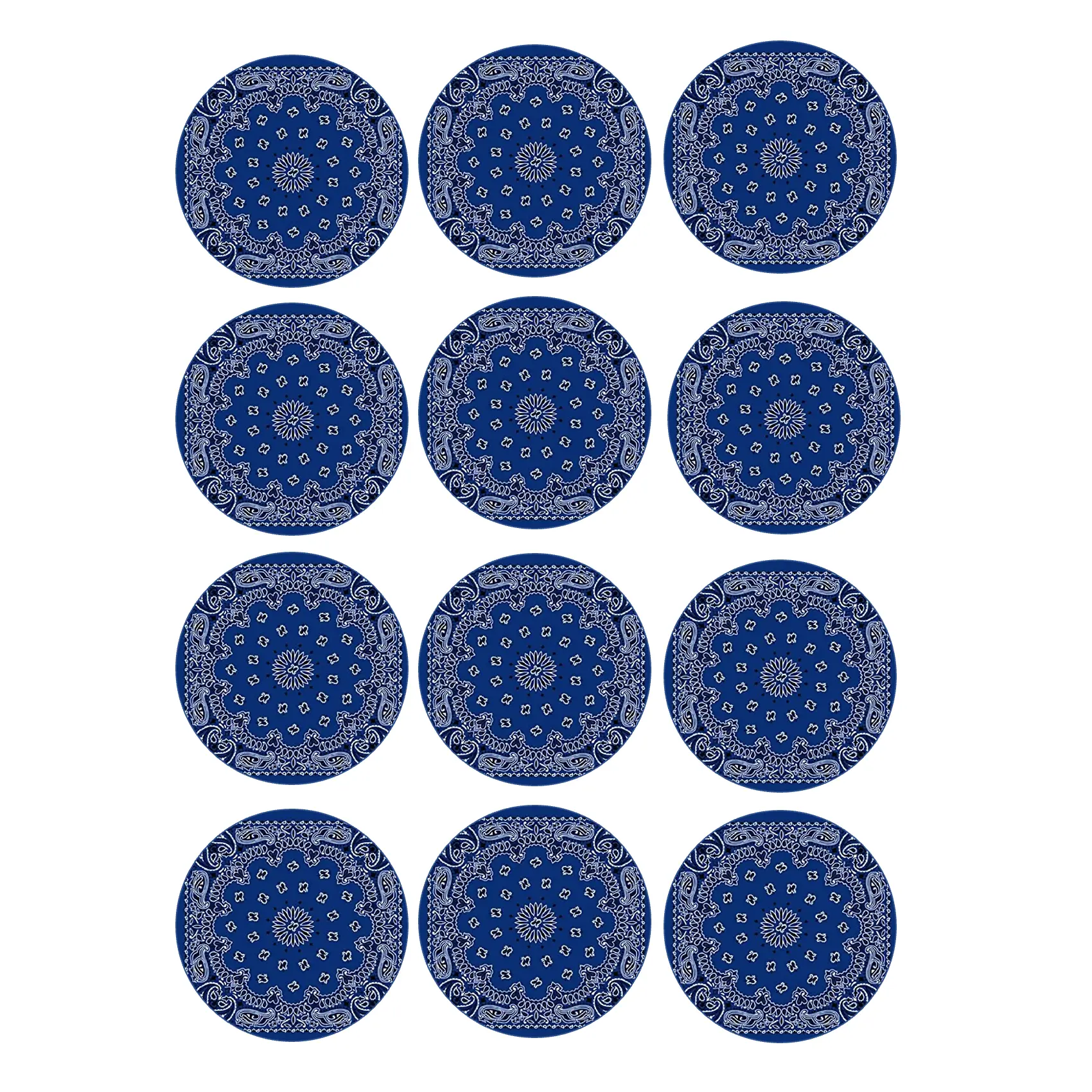 Set of 12 edible images for desserts, drink toppers, pre cut, many sizes available- blue bandanna