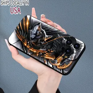 [1pc Eagle And Wolf King Phone Case] A Stylish And Unique Phone Case Designed with a Cool Eagle And Wolf King for Iphone 7/8/X/XS/XR/11/12/13/14/15 Plus Pro Max Mini, Featuring a TPU Matte Finish for Protection.