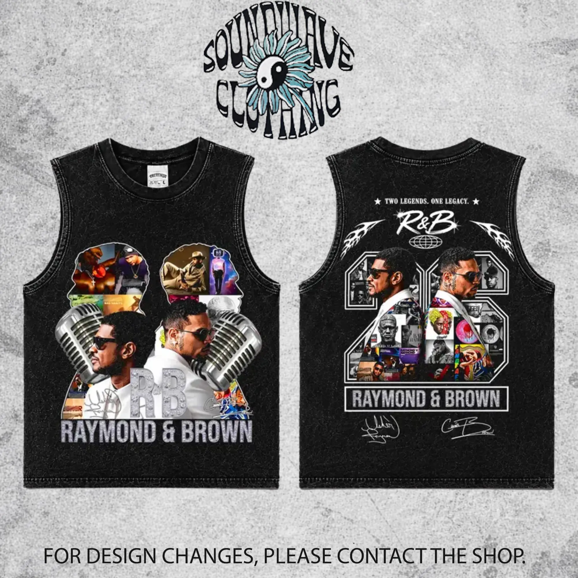 [SWW] The R&B Tour 2026: Raymond & Brown #7 Premium Acid Washed 100% Tank Top T-Shirt, R&B Music Duo Graphic Tee, Urban Hip Hop Soul Streetwear Shirt, Concert Tour Merch, Gift for R&B Fans, Vintage Music Tee