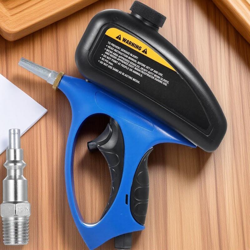 Dual Mode Sandblaster Gun - Industrial Rust & Paint Remover for Metal, Wood, Concrete. Tungsten Nozzle, Ergonomic Grip, Anti-Clogging Design. Portable Tool for Auto Repair & Construction Polishing.