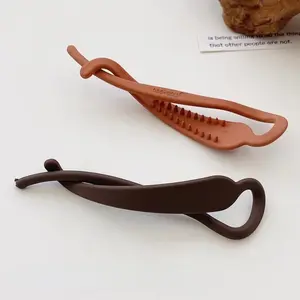 2PCS Matte Hair Clamps, Black & Brown Banana - Shaped Clips, Trendy Hair Accessories for Women's Chic Updos tiktik shop stock up